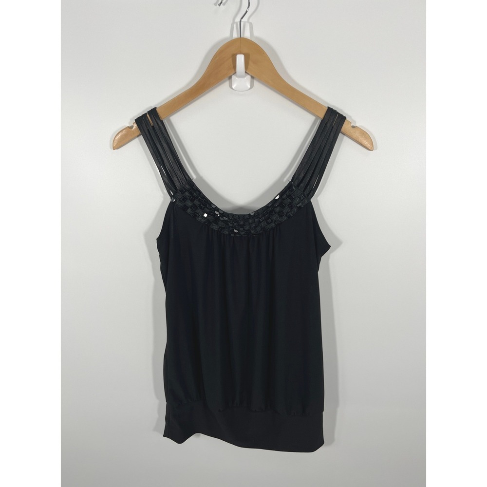 Going Out Minimalist Capsule Womens Top M Black Embellished Chic Euro Summer